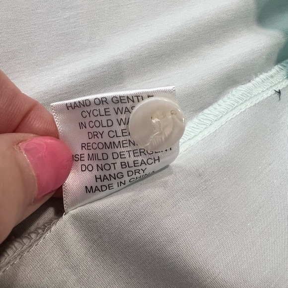 INAE collection light mint generous fit buttoned down long sleeve shirt dress - Picture 16 of 17